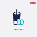 Two color tomato juice vector icon from drinks concept. isolated blue tomato juice vector sign symbol can be use for web, mobile Royalty Free Stock Photo