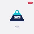 Two color tonne vector icon from education concept. isolated blue tonne vector sign symbol can be use for web, mobile and logo.