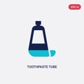 Two color toothpaste tube vector icon from dentist concept. isolated blue toothpaste tube vector sign symbol can be use for web,