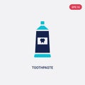 Two color toothpaste vector icon from cleaning concept. isolated blue toothpaste vector sign symbol can be use for web, mobile and