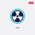 Two color toxic vector icon from army concept. isolated blue toxic vector sign symbol can be use for web, mobile and logo. eps 10