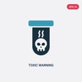 Two color toxic warning vector icon from signs concept. isolated blue toxic warning vector sign symbol can be use for web, mobile