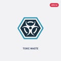 Two color toxic waste vector icon from signs concept. isolated blue toxic waste vector sign symbol can be use for web, mobile and