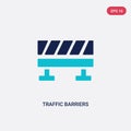 Two color traffic barriers vector icon from general concept. isolated blue traffic barriers vector sign symbol can be use for web Royalty Free Stock Photo