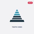 Two color traffic cones vector icon from signaling concept. isolated blue traffic cones vector sign symbol can be use for web, Royalty Free Stock Photo