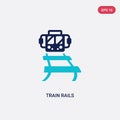 Two color train rails vector icon from desert concept. isolated blue train rails vector sign symbol can be use for web, mobile and Royalty Free Stock Photo