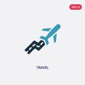 Two color travel vector icon from success concept. isolated blue travel vector sign symbol can be use for web, mobile and logo. Royalty Free Stock Photo