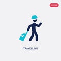 two color travelling vector icon from activities concept. isolated blue travelling vector sign symbol can be use for web, mobile Royalty Free Stock Photo