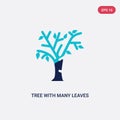 Two color tree with many leaves vector icon from ecology concept. isolated blue tree with many leaves vector sign symbol can be Royalty Free Stock Photo