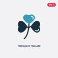 Two color trifoliate ternate vector icon from nature concept. isolated blue trifoliate ternate vector sign symbol can be use for