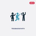 Two color troubadour with kids vector icon from music concept. isolated blue troubadour with kids vector sign symbol can be use