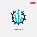 Two color tumbleweed vector icon from wild west concept. isolated blue tumbleweed vector sign symbol can be use for web, mobile