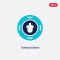 Two color tunisian dinar vector icon from africa concept. isolated blue tunisian dinar vector sign symbol can be use for web,