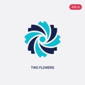 Two color two flowers vector icon from ecology concept. isolated blue two flowers vector sign symbol can be use for web, mobile Royalty Free Stock Photo