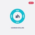 Two color ugandan shilling vector icon from africa concept. isolated blue ugandan shilling vector sign symbol can be use for web,