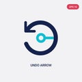 Two color undo arrow vector icon from arrows concept. isolated blue undo arrow vector sign symbol can be use for web, mobile and