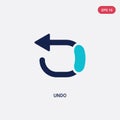 Two color undo vector icon from geometry concept. isolated blue undo vector sign symbol can be use for web, mobile and logo. eps