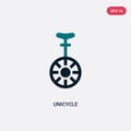 Two color unicycle vector icon from magic concept. isolated blue unicycle vector sign symbol can be use for web, mobile and logo.