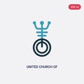 Two color united church of christ vector icon from religion concept. isolated blue united church of christ vector sign symbol can