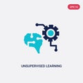 Two color unsupervised learning vector icon from artificial intellegence concept. isolated blue unsupervised learning vector sign