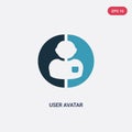 Two color user avatar vector icon from social concept. isolated blue user avatar vector sign symbol can be use for web, mobile and