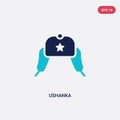 Two color ushanka vector icon from clothes concept. isolated blue ushanka vector sign symbol can be use for web, mobile and logo.