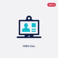 Two color video call vector icon from customer service concept. isolated blue video call vector sign symbol can be use for web,