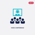 Two color video conference vector icon from human resources concept. isolated blue video conference vector sign symbol can be use