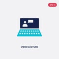 Two color video lecture vector icon from computer concept. isolated blue video lecture vector sign symbol can be use for web, Royalty Free Stock Photo