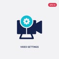 Two color video settings vector icon from cinema concept. isolated blue video settings vector sign symbol can be use for web,