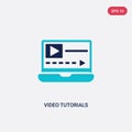 Two color video tutorials vector icon from e-learning concept. isolated blue video tutorials vector sign symbol can be use for web Royalty Free Stock Photo
