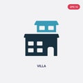 Two color villa vector icon from real estate concept. isolated blue villa vector sign symbol can be use for web, mobile and logo.