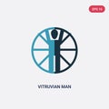 Two color vitruvian man vector icon from people concept. isolated blue vitruvian man vector sign symbol can be use for web, mobile