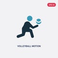 Two color volleyball motion vector icon from sports concept. isolated blue volleyball motion vector sign symbol can be use for web