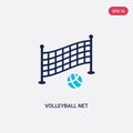 Two color volleyball net vector icon from outdoor activities concept. isolated blue volleyball net vector sign symbol can be use