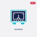 Two color voltmeter vector icon from electrian connections concept. isolated blue voltmeter vector sign symbol can be use for web