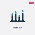 Two color volume bars vector icon from music concept. isolated blue volume bars vector sign symbol can be use for web, mobile and