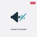 Two color volume off speaker vector icon from music and multimedia concept. isolated blue volume off speaker vector sign symbol