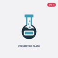 Two color volumetric flask vector icon from science concept. isolated blue volumetric flask vector sign symbol can be use for web Royalty Free Stock Photo