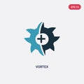 Two color vortex vector icon from science concept. isolated blue vortex vector sign symbol can be use for web, mobile and logo.