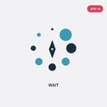 Two color wait vector icon from orientation concept. isolated blue wait vector sign symbol can be use for web, mobile and logo.
