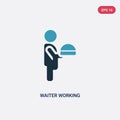 Two color waiter working vector icon from people concept. isolated blue waiter working vector sign symbol can be use for web,