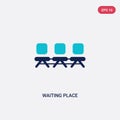 Two color waiting place vector icon from airport terminal concept. isolated blue waiting place vector sign symbol can be use for
