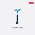 Two color walking stick vector icon from medical concept. isolated blue walking stick vector sign symbol can be use for web,