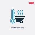 Two color warming-up time vector icon from sauna concept. isolated blue warming-up time vector sign symbol can be use for web,