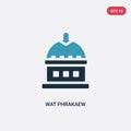 Two color wat phrakaew vector icon from religion concept. isolated blue wat phrakaew vector sign symbol can be use for web, mobile