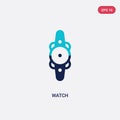 Two color watch vector icon from education 2 concept. isolated blue watch vector sign symbol can be use for web, mobile and logo.