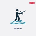 Two color water ski vector icon from sports concept. isolated blue water ski vector sign symbol can be use for web, mobile and Royalty Free Stock Photo