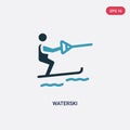 Two color waterski vector icon from summer concept. isolated blue waterski vector sign symbol can be use for web, mobile and logo