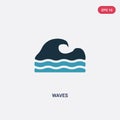 Two color waves vector icon from nature concept. isolated blue waves vector sign symbol can be use for web, mobile and logo. eps Royalty Free Stock Photo